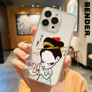 奈良美智日本透明壳全包周边适用于11苹果12mini华为iPhone14promax卡通13mini透明可爱情侣手机壳