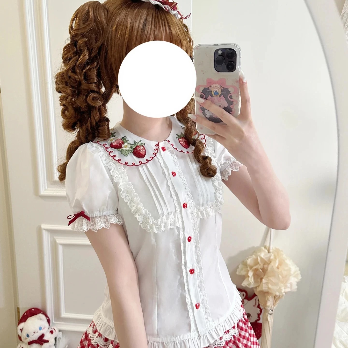 可爱草莓刺绣Lolita短袖JSK内衬