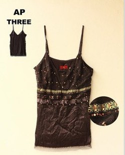 手工锁片女t高档春夏调节肩带真丝百搭女吊带衫 外贸原单正品 新款