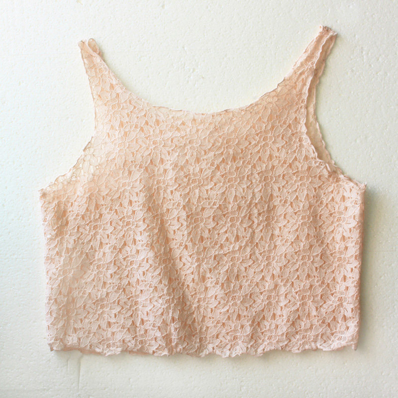 欧美春夏新款超短镂空小背心网眼女款高腰吊带衫 原单蕾丝打底衫
