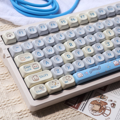 小猫咪键帽EMO高度PBT热升华75/87/98/104/140键机械键盘键帽