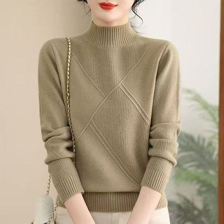 原版直播爆款2025冬季新款时尚半高领洋气百搭减龄针织衫