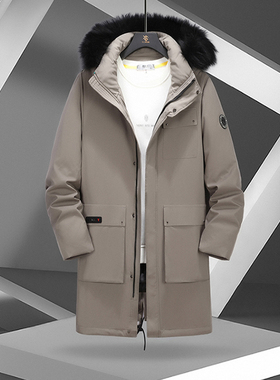 撤柜中长款男士羽绒服可脱卸毛领冬季加厚防寒防风保暖外套Y19EEE