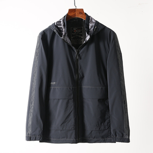 百搭透气上衣男装 防风防泼水休闲时尚 外套 春秋季 撤柜连帽夹克男士