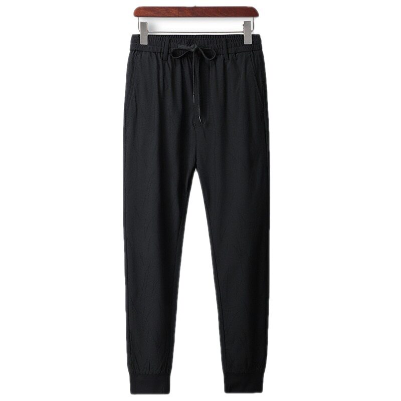 撤柜冰丝凉感休闲裤男士夏季薄款透气速干裤束脚九分裤修身运动裤