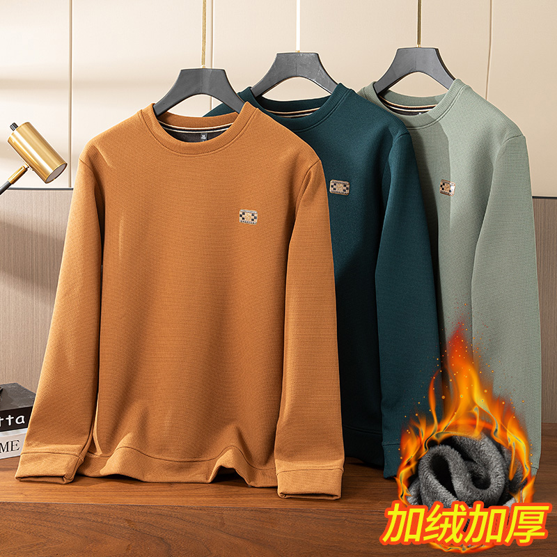 罗撤柜男士加绒加厚圆领卫衣