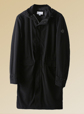 撤柜中长款连帽风衣男士秋季时尚休闲牛奶丝青年夹克衫外套301052