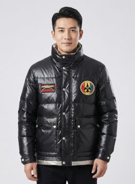 撤柜亮面立领羽绒服男士冬季加厚防风防泼水90白鸭绒防寒男装外套