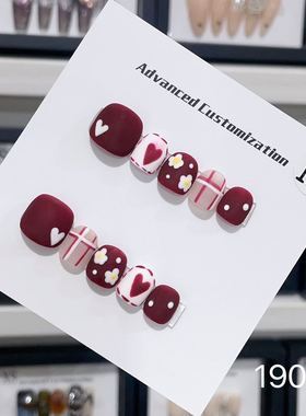 儿童专用穿戴甲片3-12岁小朋友美甲贴片可爱手绘花朵假指甲可拆卸