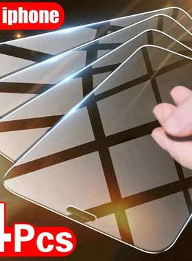 4PCS Tempered Glass for iPhone 11 12 13 14 15 16 17 Pro Max