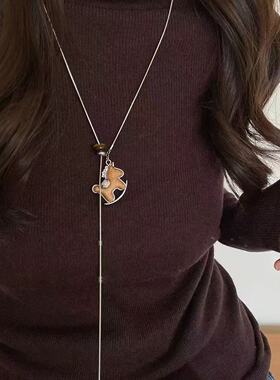 复古木质小马项链精致可爱简约感马年好运森系配饰百搭新潮毛衣链