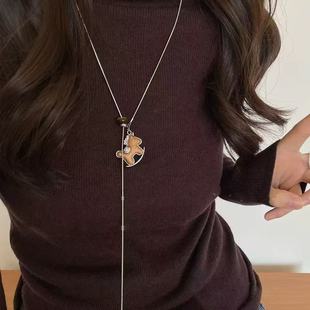 复古木质小马项链精致可爱简约感马年好运森系配饰百搭新潮毛衣链