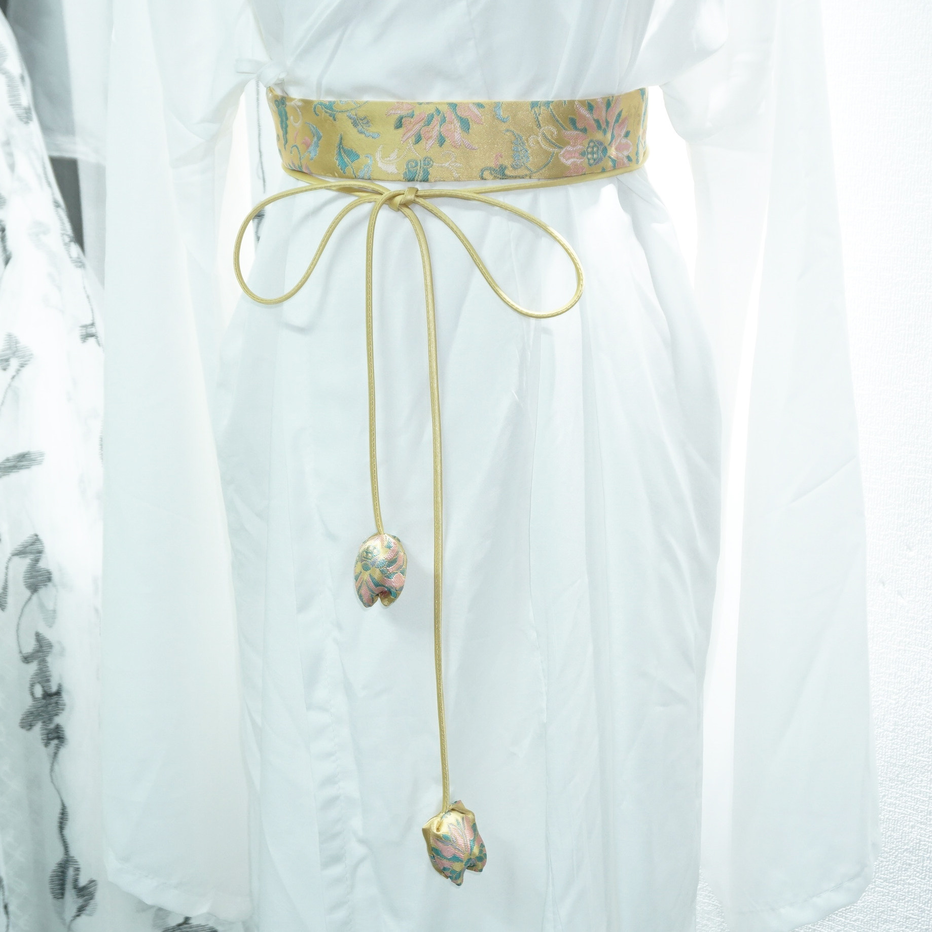 粉黄宝相花~ 搭裙子汉服马面裙花苞腰带少女粉黄手工郁金香腰带女,服饰配件/皮带/帽子/围巾,腰带/皮带/腰链,淘宝优惠券,粉丝福利购,淘宝优惠卷