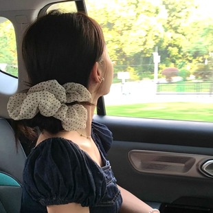 法式 棉麻布艺波点大号大肠圈发圈超仙头饰品 简约饰品2025新款