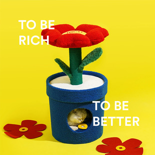 ZOO zeze有钱花猫窝保暖猫咪屋封闭猫屋抓柱一体柔软透气宠物窝