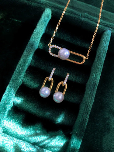 [七夕礼物]TASAKI同款回形针项链精工纯银极光珍珠