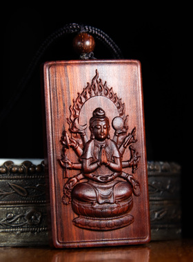 原创小叶紫檀木雕刻十二生肖本命佛八大守护神吊坠项链挂件新年款