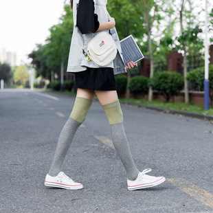 长筒袜女过膝袜四季 潮街头黑色小腿袜jk袜子女中高筒袜双色袜网红