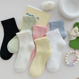冰激凌色清新日系薄款 春夏天袜子女短袜个性 中筒棉袜 包邮 全店满15