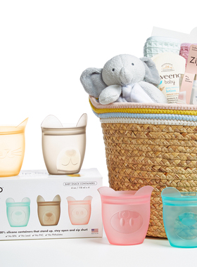 美国ZipTop铂金硅胶可站立硅胶袋儿童餐具防摔零食杯可微波洗碗机