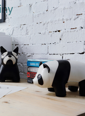 台湾Zuny Panda国宝熊猫Bear小熊黑熊 食蚁兽海狸书挡皮质摆件