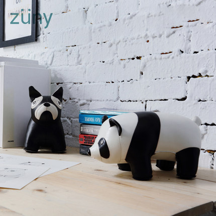台湾Zuny Panda国宝熊猫Bear小熊黑熊 食蚁兽海狸书挡皮质摆件