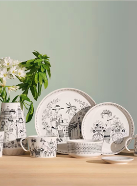 Arabia芬兰Emilia艾米莉亚150周年午后田园 陶瓷盘马克杯手绘风