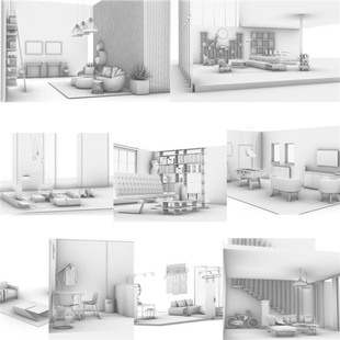 室内设计装修家具犀牛模型餐桌椅家具沙发rhino建模型素材源文件