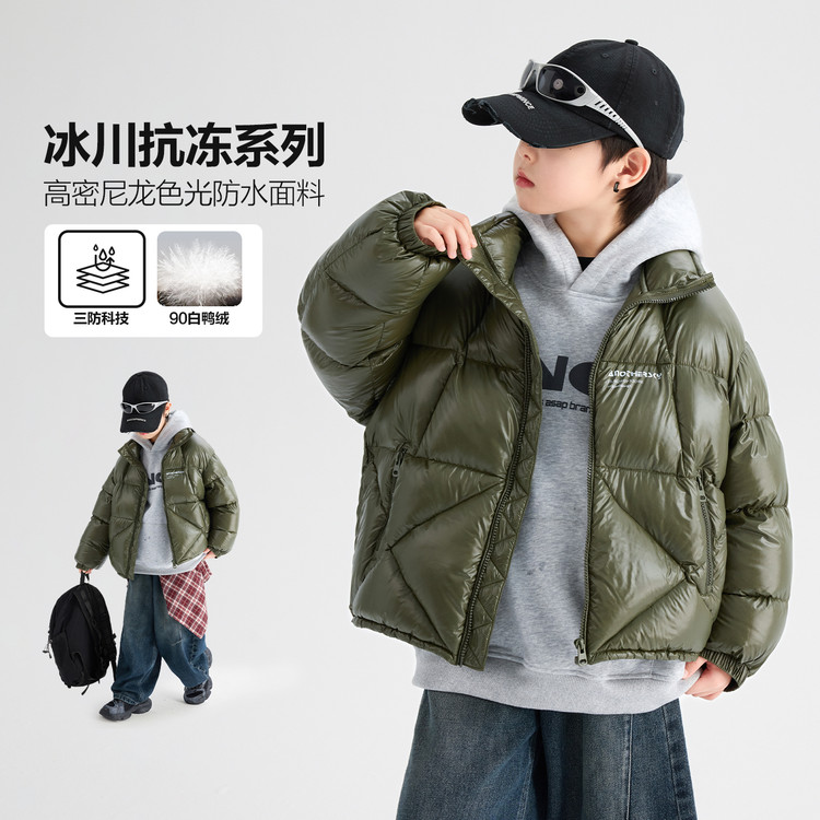 男童短款加厚白鸭绒羽绒服面包服