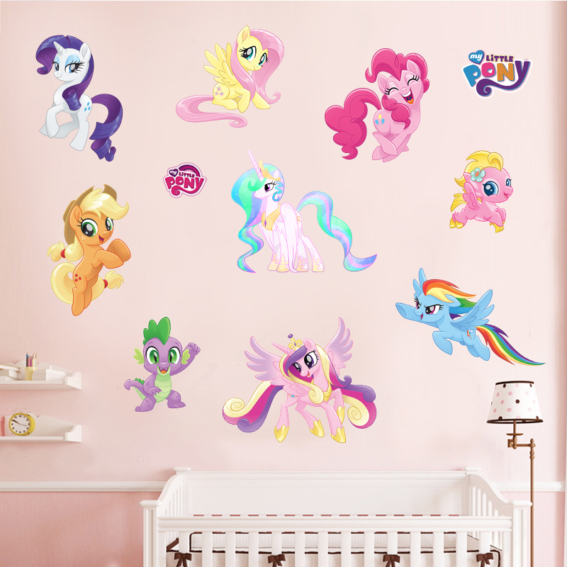 卡通彩虹独角兽墙壁贴画墙纸图案儿童房间布置墙面装饰墙贴纸自粘