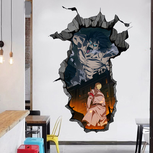 超大穿墙进击的巨人海报墙贴利威尔兵长三笠艾伦动漫周边宿舍壁纸