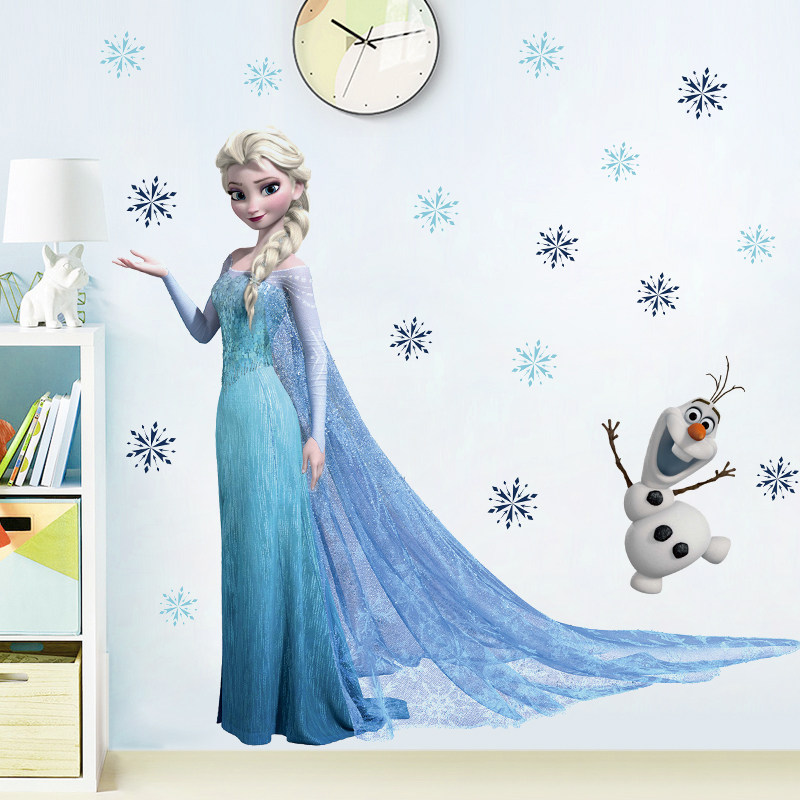 3d立体艾莎公主雪宝贴 创意客厅卧室儿童房家居墙贴画纸冰雪奇缘