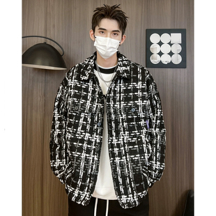 千鸟格羽绒服夹克潮流格子痞帅百搭外套男保暖 秋冬新款 大大G