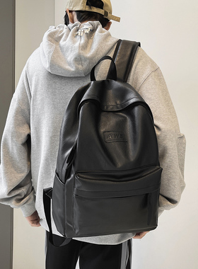 觅旧studio 皮书包男中学生ins潮酷初中高中大学生双肩包潮牌背包