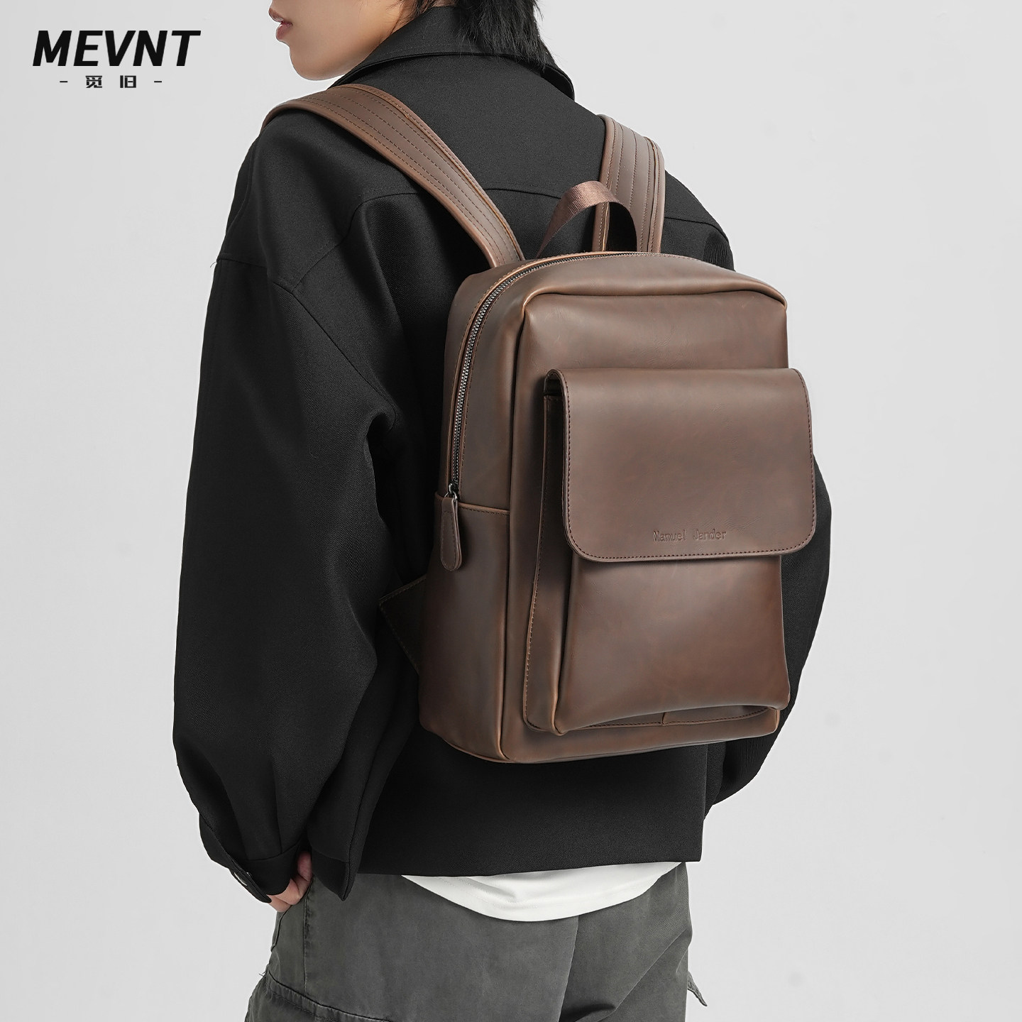 觅旧潮牌双肩包男休闲通勤电脑包