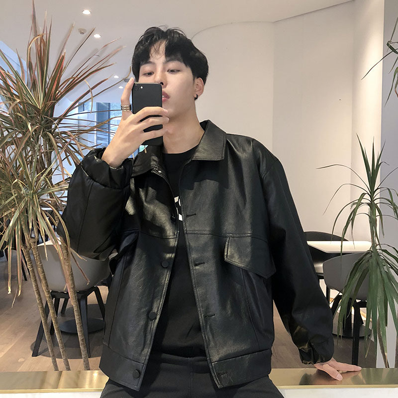 Autumn locomotive leather clothing Thin section Easy Korean Edition student Trend handsome man Youth Lapel Jacket coatin the Men's clothing, Leather clothing  category - from Buy2taobao.com to provide professional Taobao agent buy service
