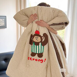 韩系母婴级贴布绣纯棉皱皱纱豆豆被全棉双层纱春秋冬保暖儿童被子