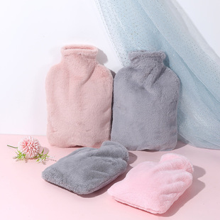 仿兔毛橡胶热水袋布套加绒加厚暖手宝布袋2000毫升毛绒暖手袋布套