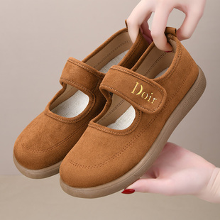 魔术贴奶奶鞋 春秋老北京布鞋 浅口轻便休闲鞋 软底防滑妈妈鞋 女新款