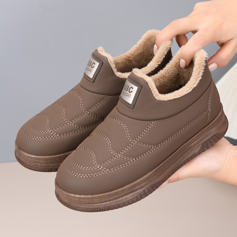 老北京棉鞋女冬季加绒保暖防滑妈妈棉靴皮面加厚防寒女士休闲短靴