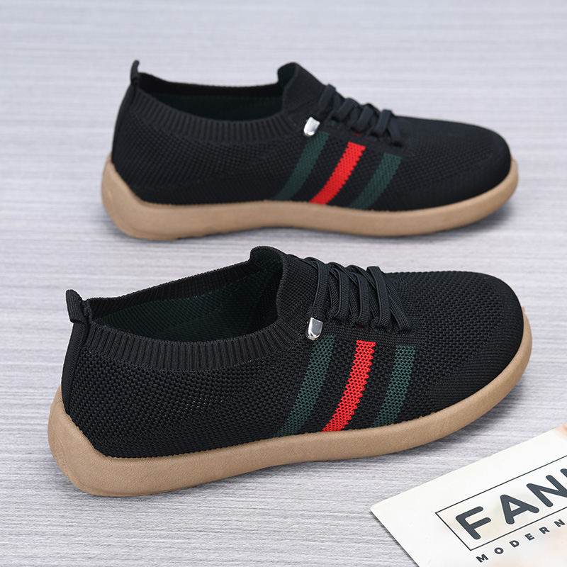 春秋新款老北京布鞋女飞织透气网面德训鞋轻便防滑妈妈鞋懒人单鞋