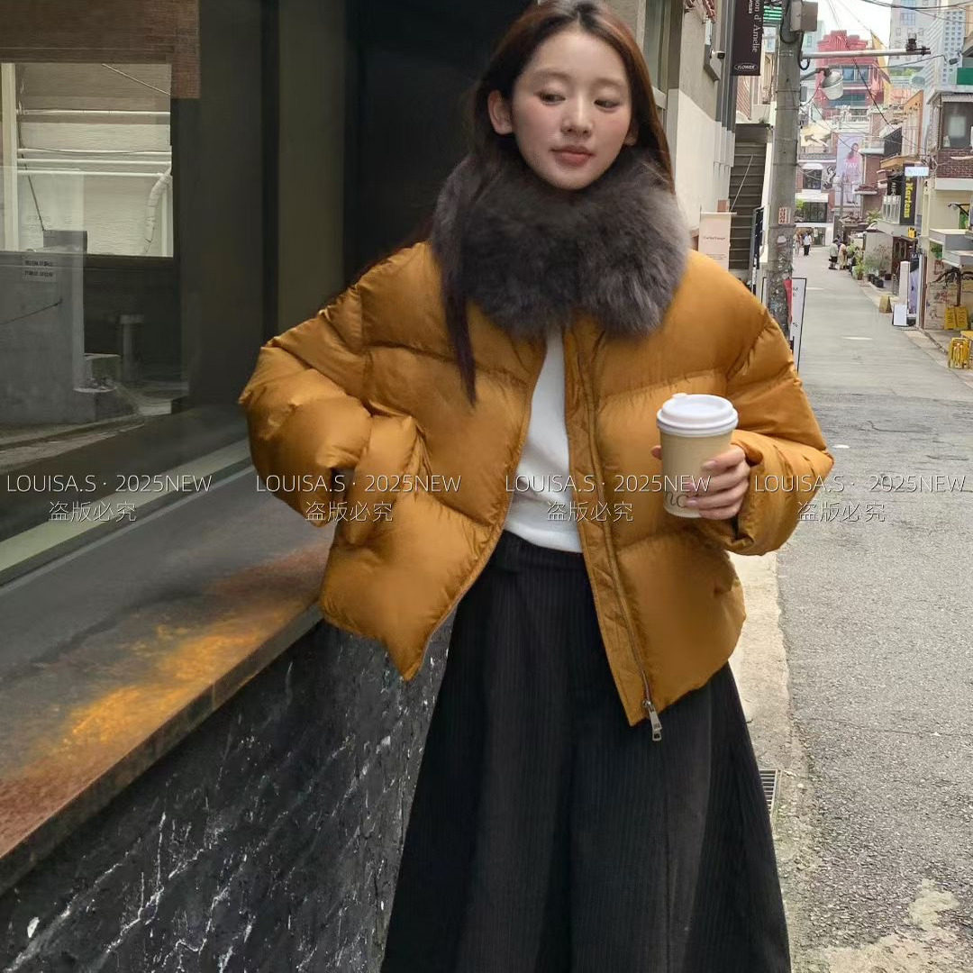 LOUISAS白鸭绒羽绒服配狐狸毛真毛领加厚下摆抽绳收紧保暖短外套1,女装/女士精品,羽绒服,淘宝优惠券,粉丝福利购,淘宝优惠卷
