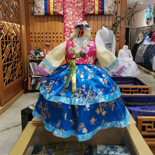 女孩周岁宴礼服 上衣裙子帽子 童装 韩国进口儿童韩服 朝鲜族服装