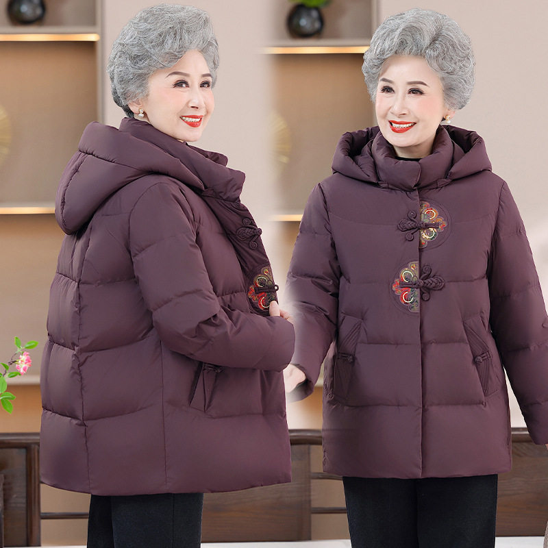 洋气妈咪羽绒服女中国风小个子中老年老太冬装加厚外套