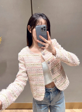 专柜直发2022秋季小香风呢料外套6W3MJ2610000