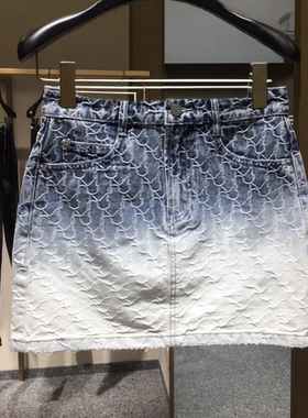 专柜正品2022春季新款牛仔短裙女渐变提花半身裙m_6W1KJ1270000