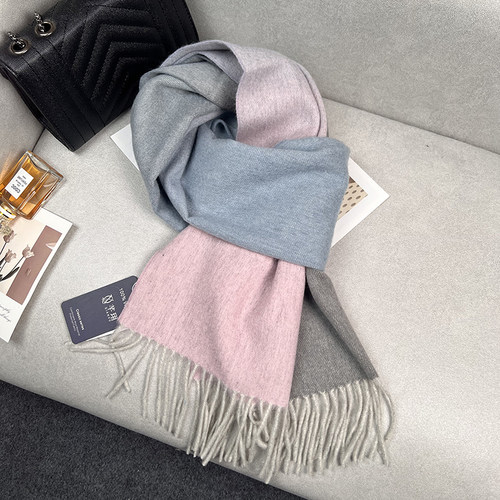 澳洲纯色简约双面羊毛围巾