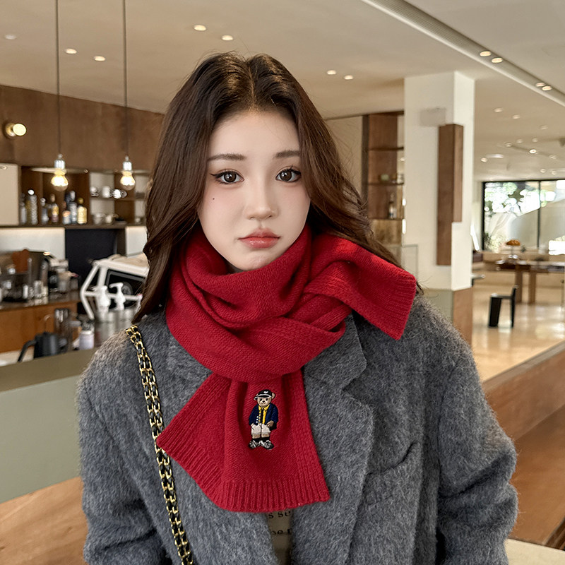 100%羊毛毛线围巾女士秋冬季新款
