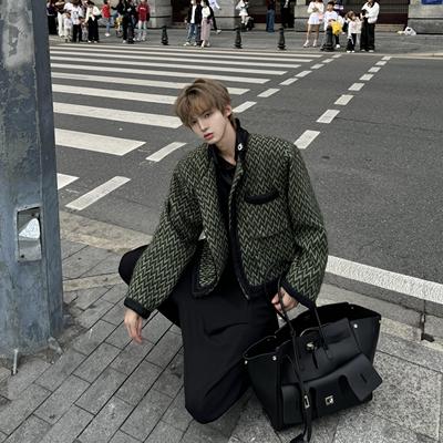 Desaturate 老钱风秋冬小香千鸟格外套廓形垫肩夹克男