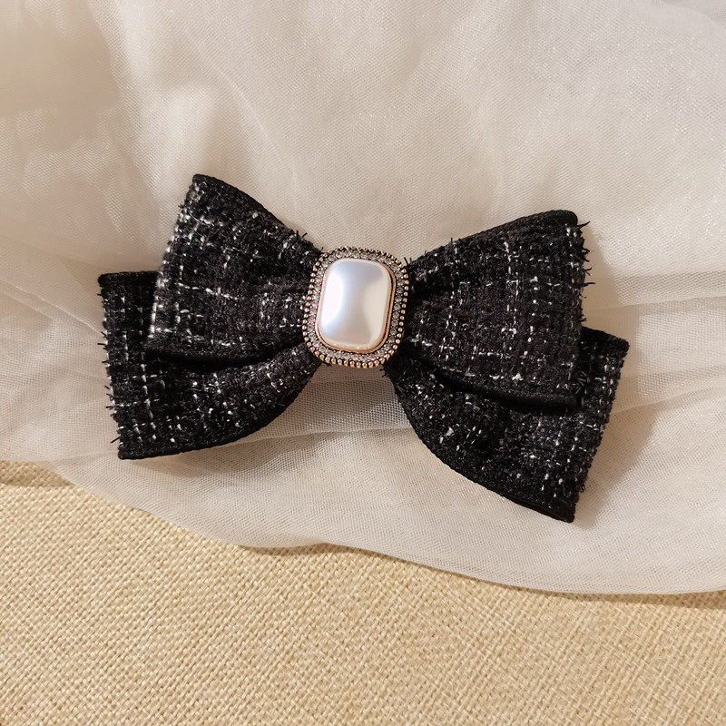 毛呢蝴蝶结发夹弹簧夹